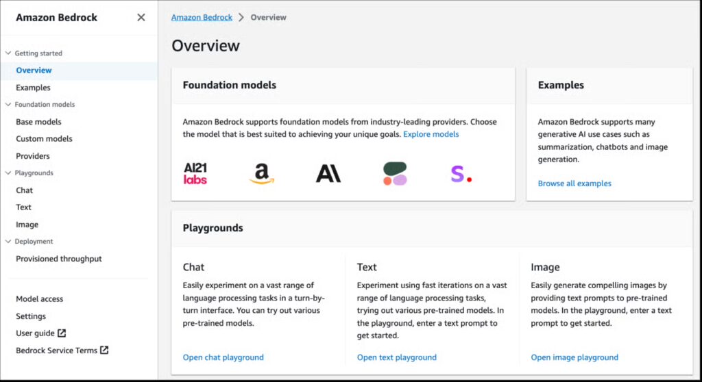 The User Interface of Amazon Bedrock